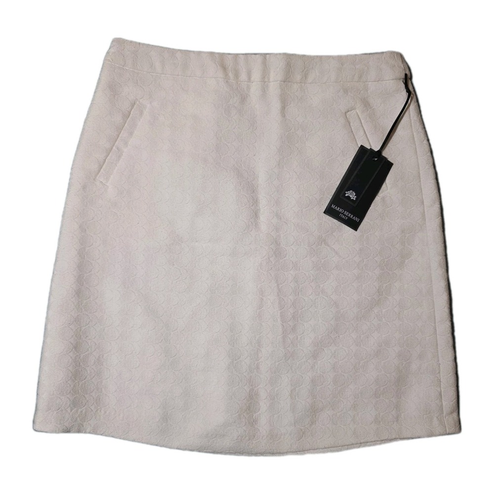 NWT Mario Serrani White‎ Jacquard Circles A-Line Lined Above-Knee Skirt Size 4